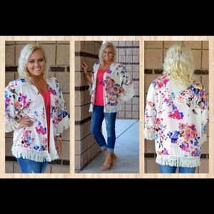 Floral Heaven kimono fringe cardigan
